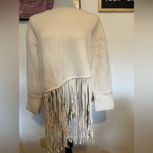 Zara Fringed Sweater Sz M-L